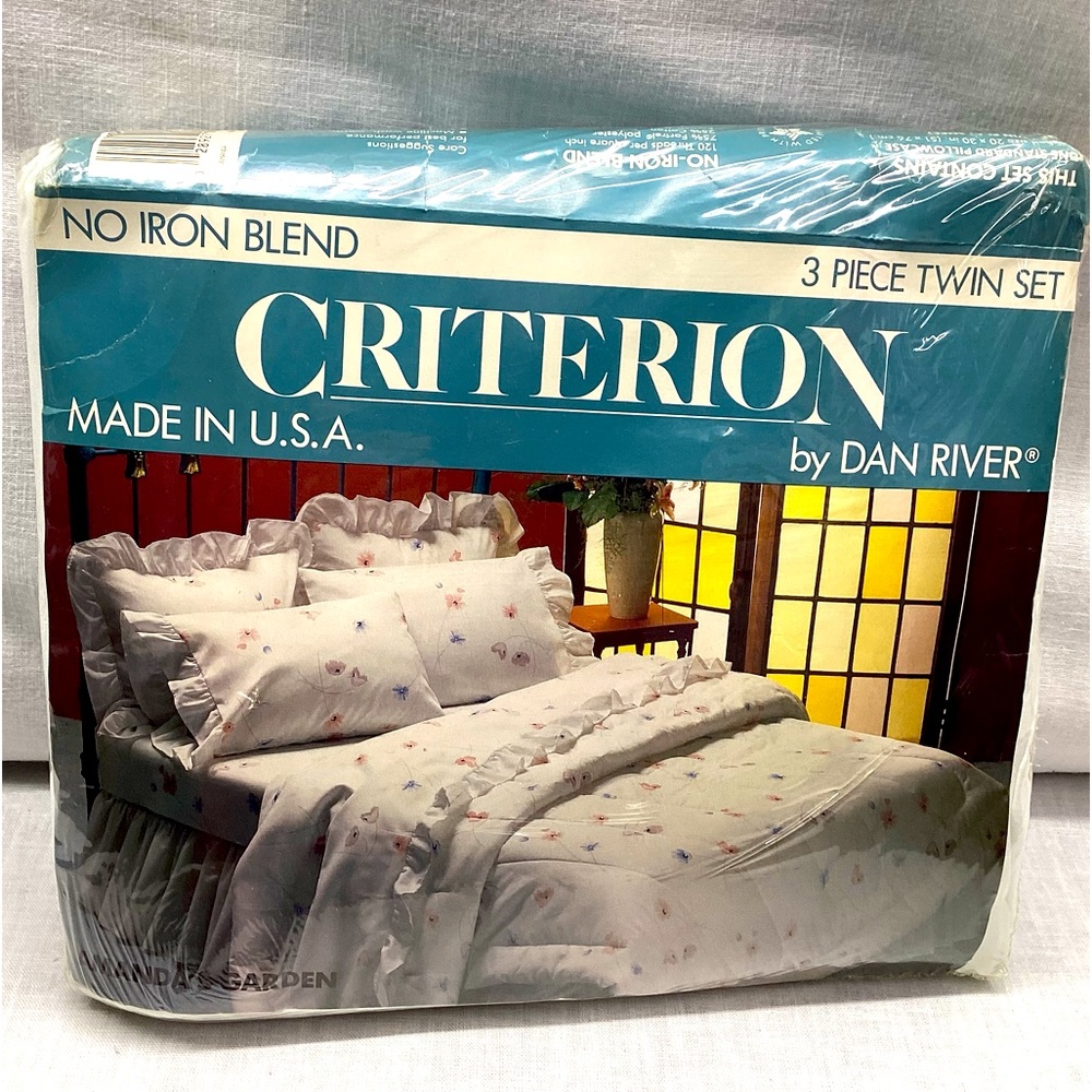 VINTAGE CRITERION BY DAN RIVER TWIN SIZE BED SHEETS 3 PIECE AMANDA’S GARDEN NWT